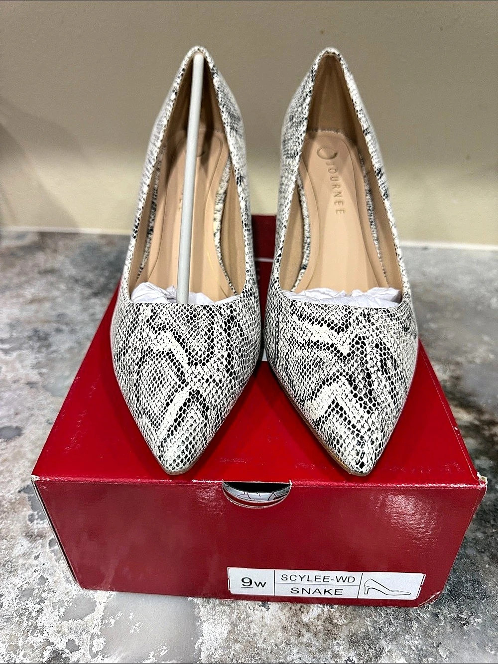 Journee Snake Print Pointed-Toe Heels US 9W New
